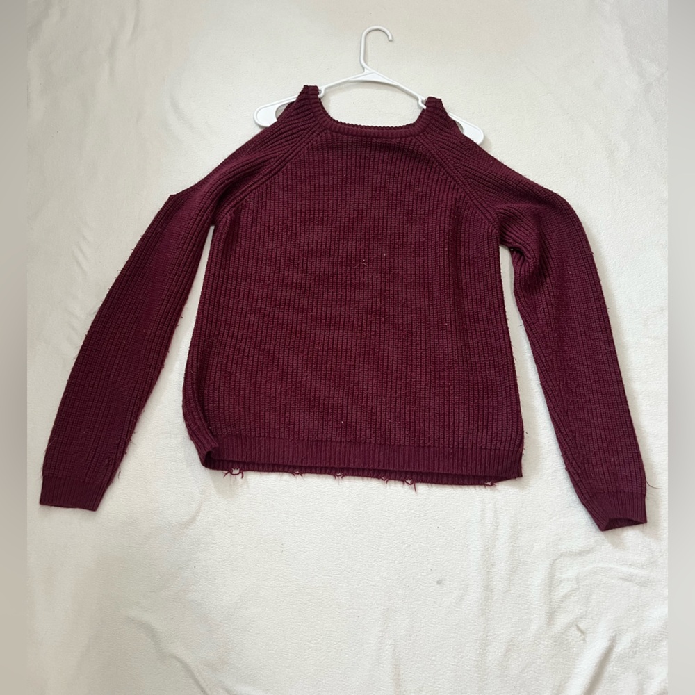 Maroon Forever 21 Cold Shoulder Sweater